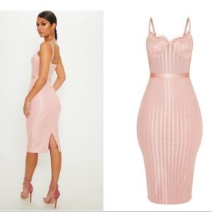 Pretty Little Thing pink lace and mesh dress